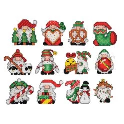 Herrschners Classic Christmas Gnomes Ornament Counted Cross-Stitch Kit