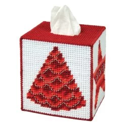 Herrschners Red Swirl Tissue Box Plastic Canvas Kit