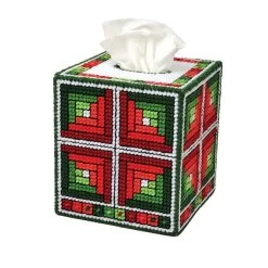 Herrschners Christmas Quilts Tissue Box Plastic Canvas Kit