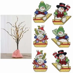 Herrschners Sledding Snowmen FREE With Tree Counted Cross-Stitch