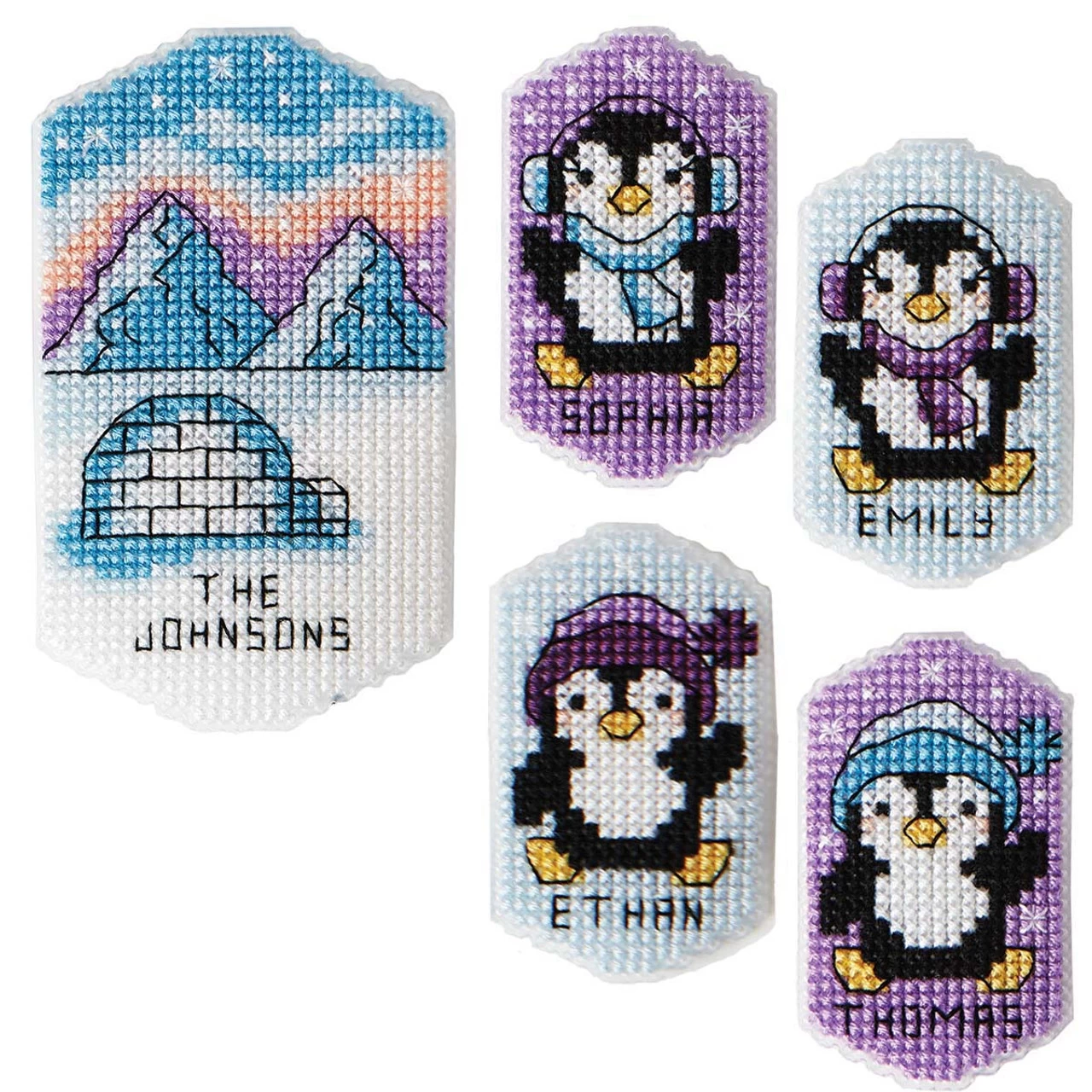 Herrschners Penguin Pals Sled Ornaments Counted Cross-Stitch Kit - Image 2