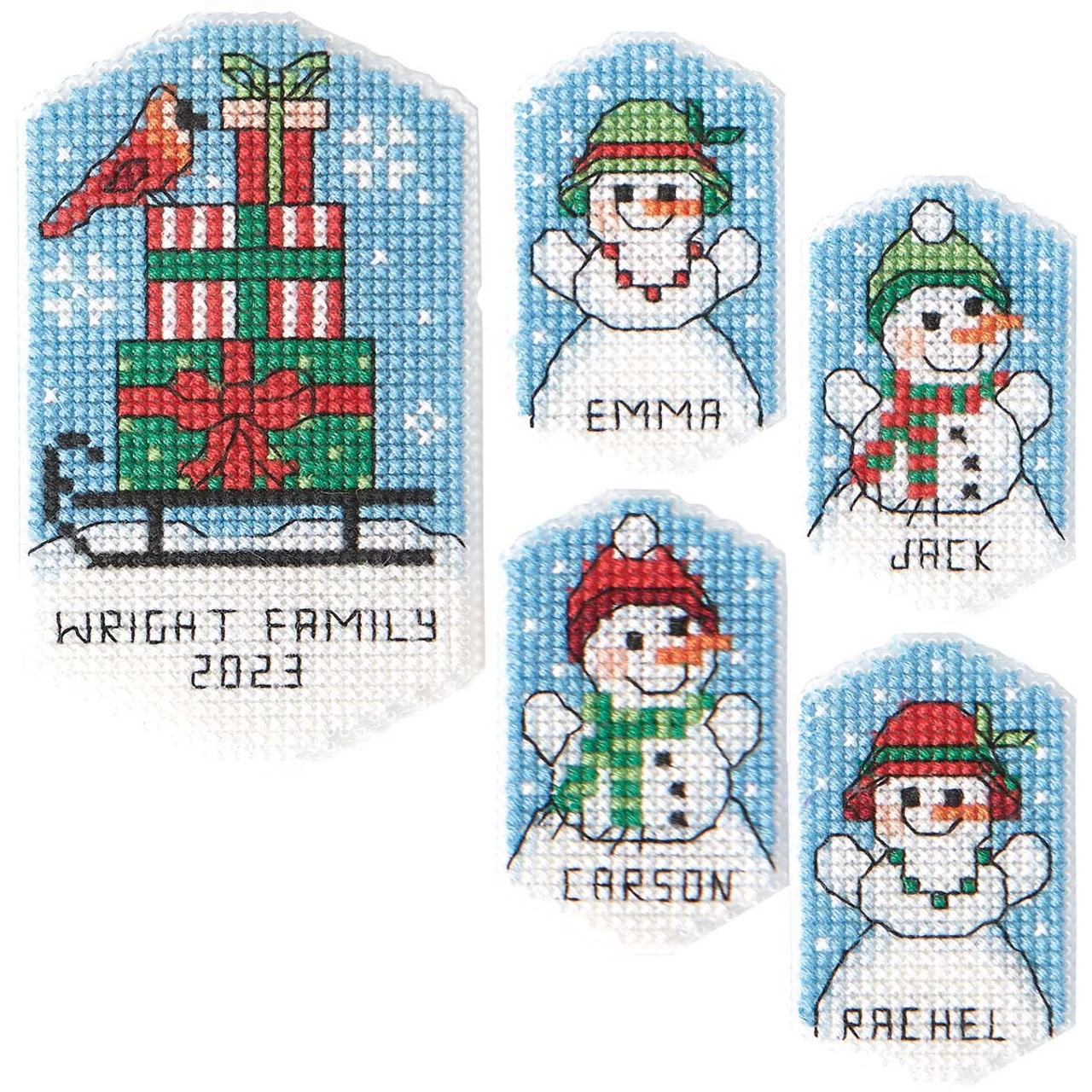Herrschners Snowman Smiles Sled Ornaments Counted Cross-Stitch Kit - Image 2