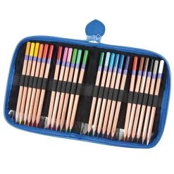 Herrschners Colored Pencils & Blue Zipper Case Accessory
